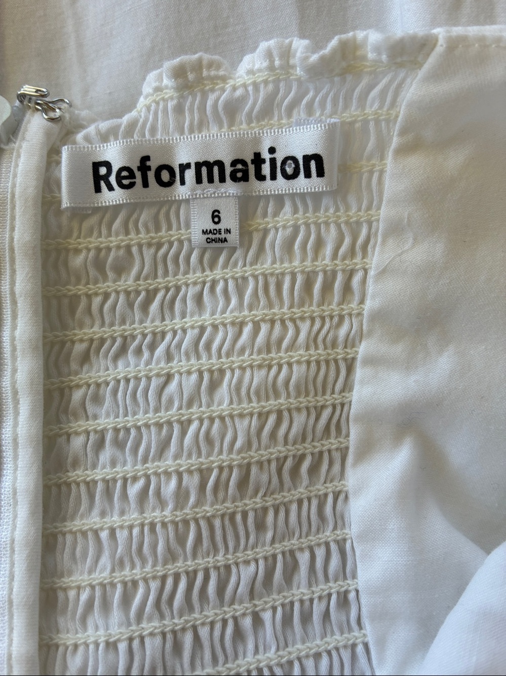 Reformation  Dress Mini White "Michaela" Square Neck Puff Sleeve Nwot 6 - Picture 7 of 7